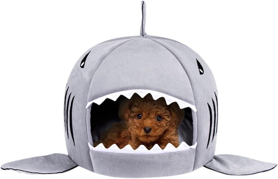Washable Shark Pet House Cave Bed for Small Medium Dog Cat with Removable Cushion and Waterproof Bottom