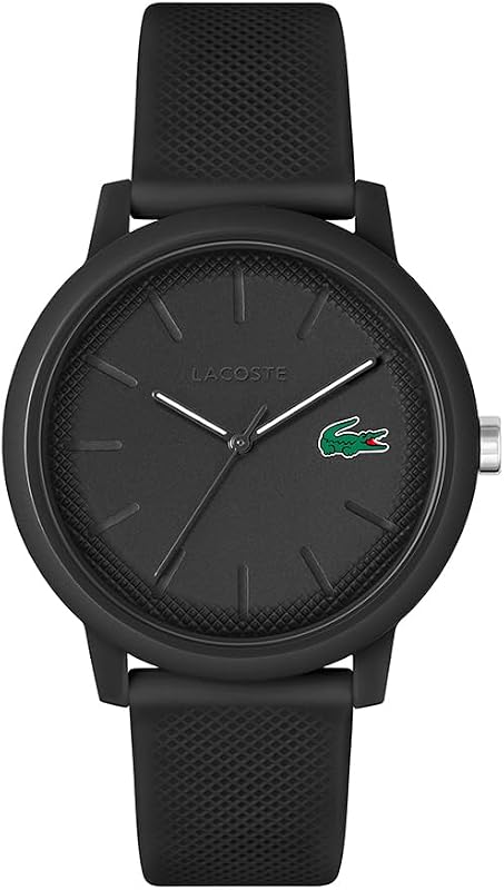 Relógio analógico de quartzo lacoste para homem ou mulher, com elegante pulseira de silicone com textura petit piqué