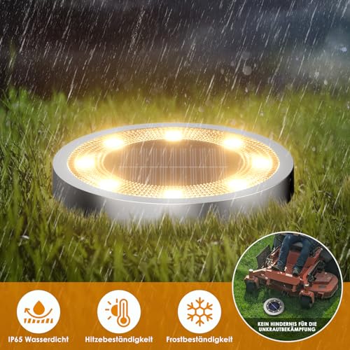 Solar Ground Lights for Garden/Walkway/Lawn/Driveway - Pack of 8 - Warm White