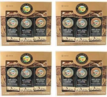 Royal Kona 100% Kona Coffee Ground Single Pot Gift Pack (3 X 1.75 Oz, 49g) (4 pack)
