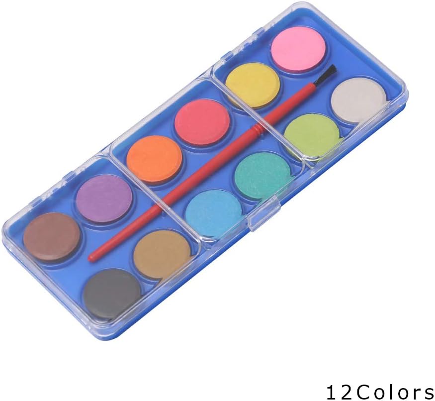 12/16/36colors Solid Watercolor Paint Set with Brush Pen Bright Color Pigment Drawing Art Supplies Portable (12Colors)