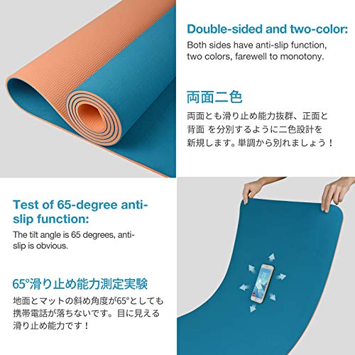 Gruper Yoga Mat Non Slip,TPE 6MM 8MM Thick Exercise Mat with Carrying