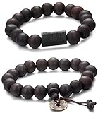 Jstyle 2 Pcs 11mm Wood Bead Bracelet for Men Women Tibetan Buddhist Prayer Link Cool