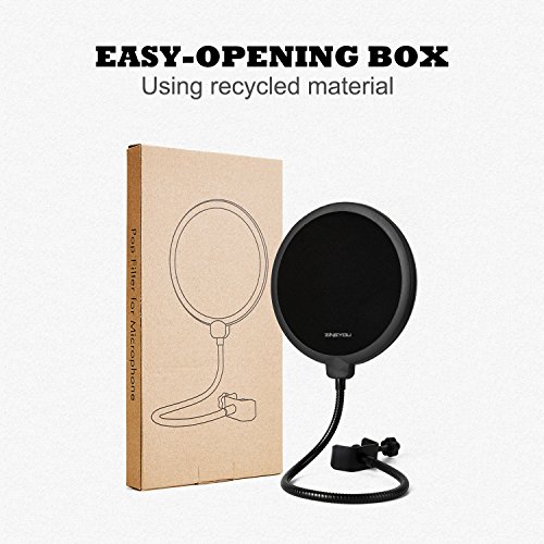 ZINGYOU Microphone Pop Filter PF-102 6-inch Round Shape Wind Mask Shield Screen for Recording and Broadcasting