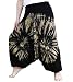 Loongcha Loong Cha's Women Tie Dye Pants Baggy Aladdin Hippy Harem Adjustable Waist (Black)