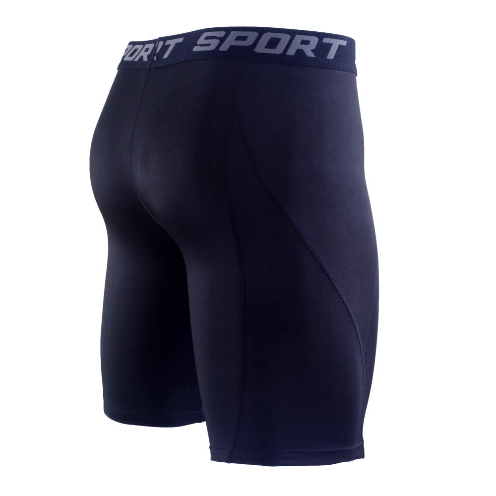 JOJEN Anooma Men’s 3 Pack Sport Compression Shorts for Workouts Running Cycling Training Weightlifting -Moisture Wicking Athletic Supporter (M, 3 Pack: Black,Grey,Blue)