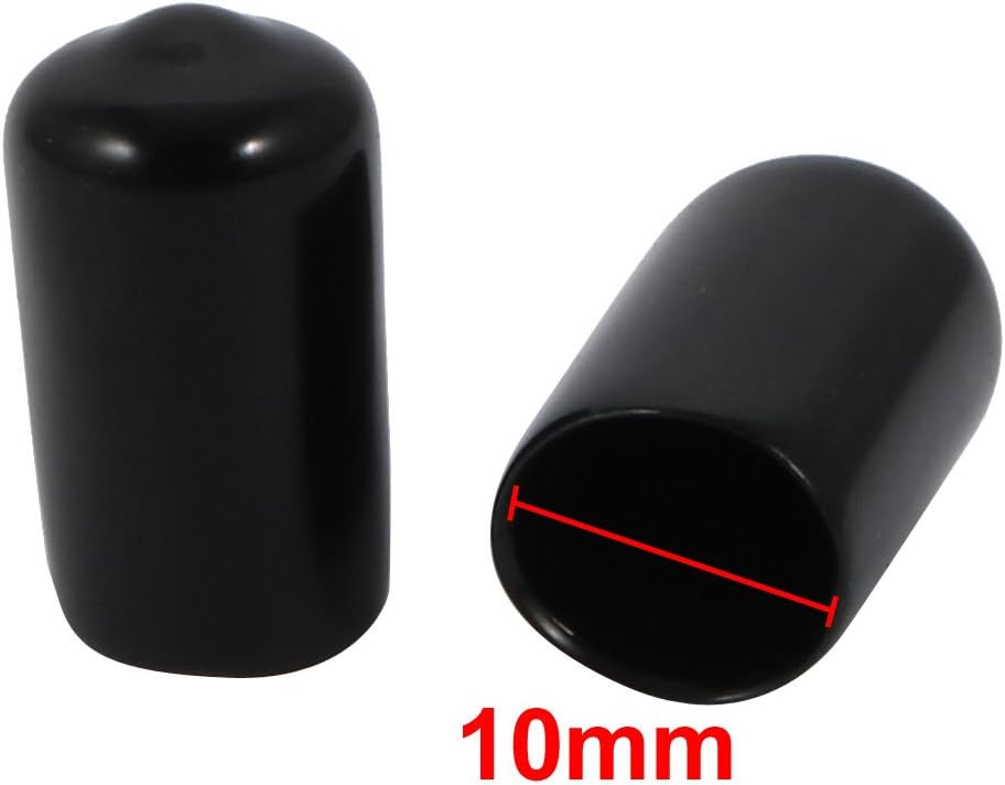 sourcing map 10 Pcs 10mm Inner Dia Pvc Vinyl End Cap Bolt Screw Thread Protector Black, 10pcs - Image 4