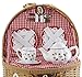 Child's Porcelain Tea Set in Wicker Basket, Real Pouring Teapot, 