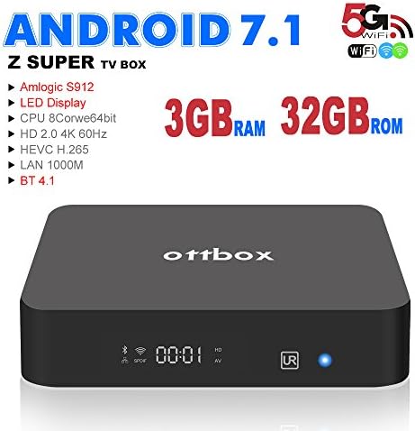 Android 7.1 TV Box OTTBOX Z Super Amlogic S912 Octa Core 3GB RAM 32GB ROM 64 Bit Smart TV Box Support 4K 3D H.265 Dual Band WiFi 2.4GHz/5GHz 2017 Model Media Player