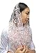 FANFAN Chapel Veil Mattilla Floral Vintage Veils Mass Church Veil Y016 (Silver+blush)