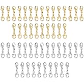 50 Pcs Double Lobster Claw Clasps Necklace Chain Extenders and Bracelet Connectors for DIY Jewelry Making(Silver and Gold)