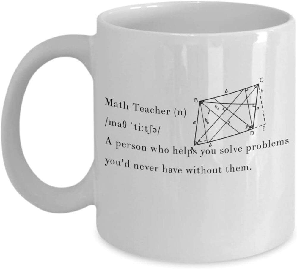 Math Teacher Definition Mug, Cool Math Themed Gifts, Tea Cups With Funny Quotes For Tutor, Professor, Eureka Pi Day Appreciation Presents by Gray Granite