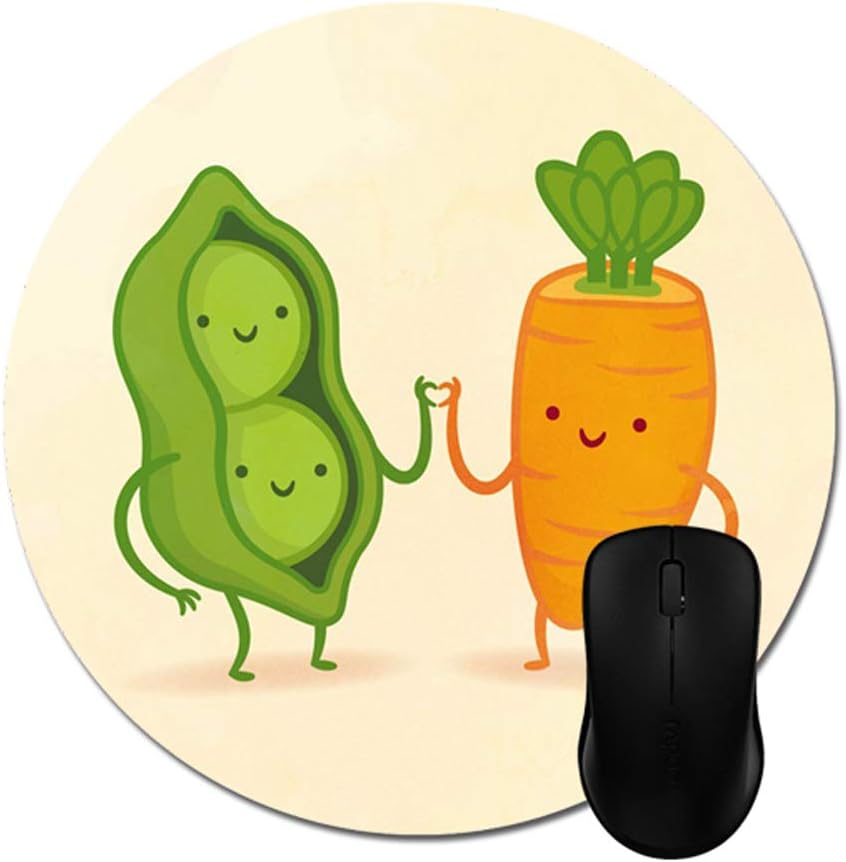 Amazon Com Cartoon Peas And Carrot Mouse Pads Stylish Office Accessories 8 Round Office Products
