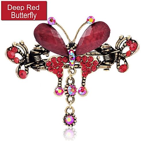 LiveZone Fashion Butterfly Bowknot Hair Claw Jaw Clip Ornaments Accessory Women Girls Hair Clip Hairclip Ponytail Holder &amp; Free One LiveZone Gift-Chinese Traditional Hair Stick Hairpin ,Deep Red