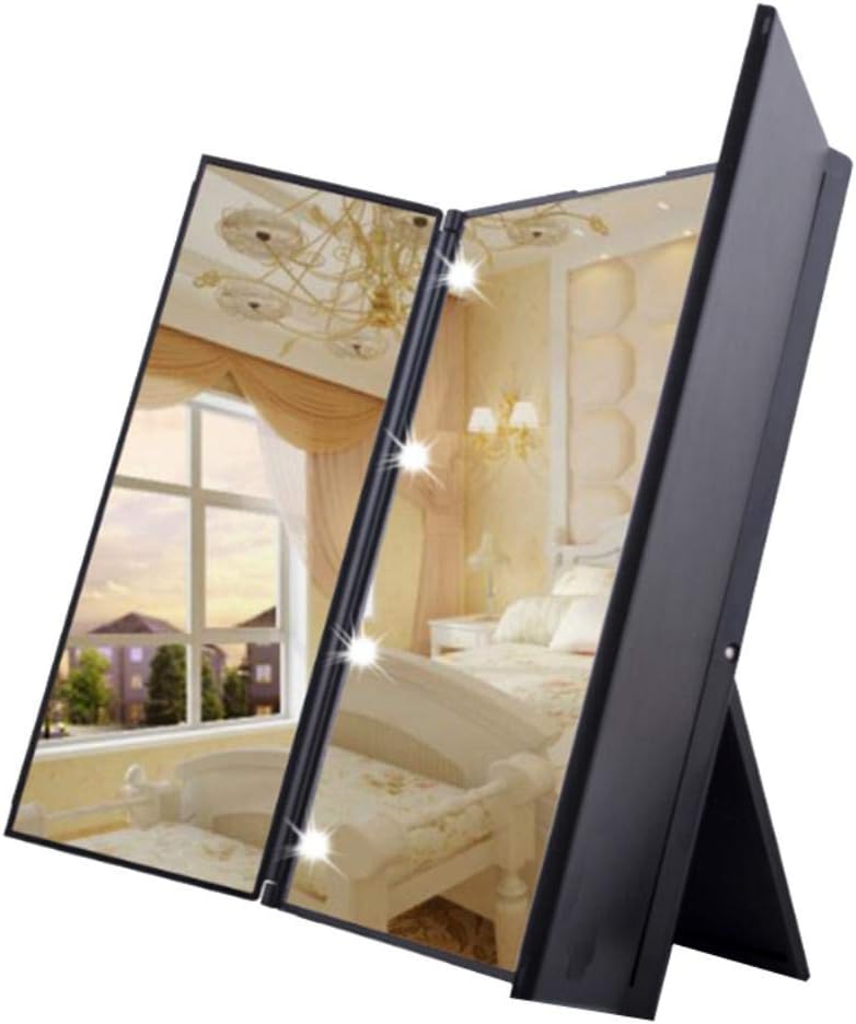 Nightkids Make-up Mirror With Light-illuminated Make-up Mirror With 8 LEDs For Make-up And Shaving, Standing Mirror With Battery, For Travel Or The Bathroom (contains 2 button batteries)