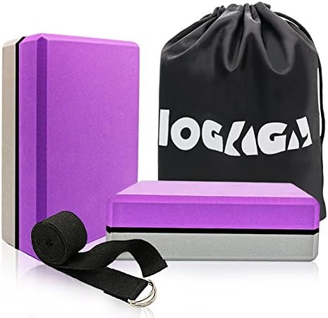 Yoga Block, LOGAGA High-Density EVA Foam Yoga Blocks (2 Pack) and Yoga Strap to Support &amp; Deepen Pose, Provide Balance &amp; Flexible - Ideal for Exercise, Pilates, Workout, Fitness &amp; Gym