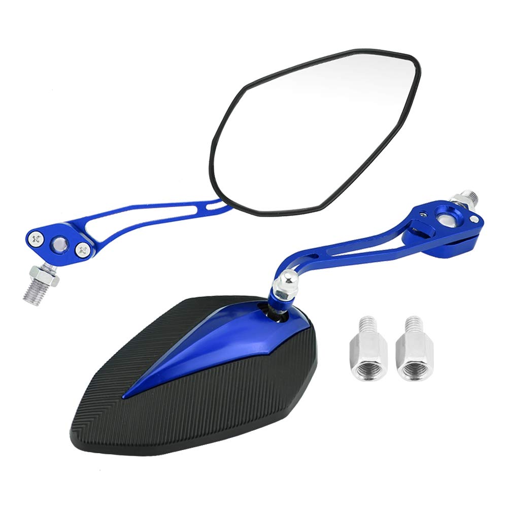 Qiilu Motorbike Mirror, One Pair of 8mm 10mm Universal Motorbike Scooter Motorcycle Rearview Mirror Rear View Side Mirrors (Blue)