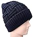 Loritta Winter Hat Warm Knitted Thick Baggy Slouchy Beanie Skull Cap for Men, A-Blue with Weave, 1 Pack