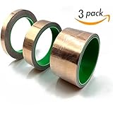 Copper Foil Tape set for EMI Shielding, Slug Repellent, Grounding, Crafts, Electrical Repairs - Conductive Adhesive (3 size)