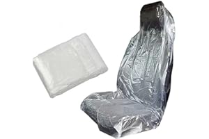 HappyBeeYo 100PCS Universal Car Disposable Plastic Seat Cover 3.2 Pounds,Mechanic Valet Clear Protective Films Waterproof Oil-Proof Dust-Proof 59"x 31.5"