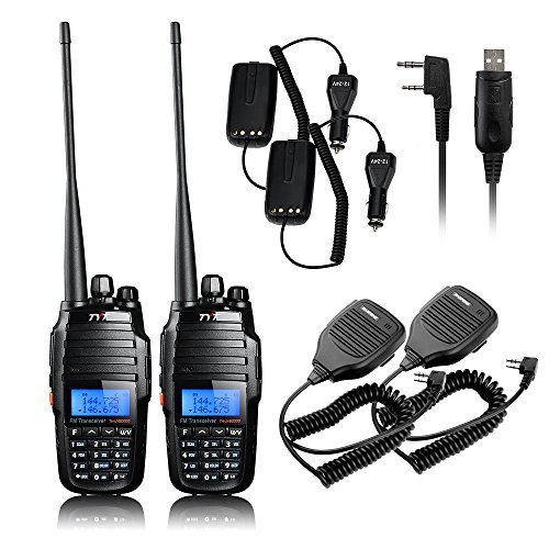 TYT TH-UV8000D 2Pcs Ultra-high Output Power 10W Amateur Handheld Transceiver, Dual Band Dual Display Dual Standby Two Way Radio+2x BF-S112 Mic+Program Cable+2x 10W Car Charger Cable -Lightwish
