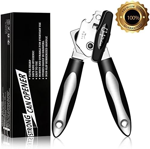 Can Opener, Stainless Steel Can Opener Manual Heavy Duty Tin Opener with Lids off Dishwasher Safe Can Opener Smooth Edge with Comfortable Ergonomic Non-Slip Handles Easy to Operate for Seniors