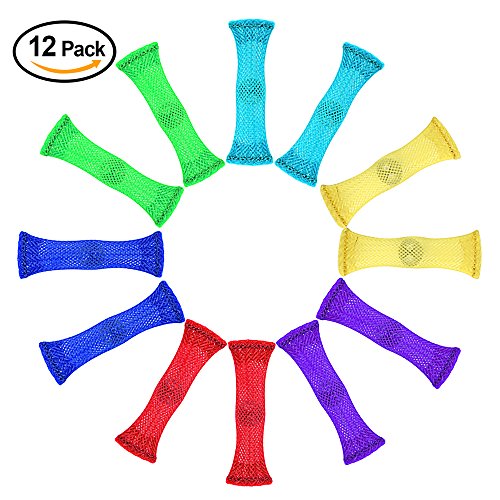 Fidget Toys (Pack of 12, 6 colors) by Austor - Relieve Stress, Increase Focus, Soothing Marble and Mesh Fidgets for Children, Adults, Kid and those with ADHD ADD OCD Autism Anxiety