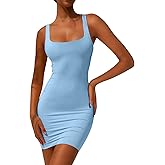 YFANG Women's Casual Tank Top Bodycon Dress Basic Sleeveless Club Mini Dress