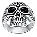 RAU Stainless Steel Mens Ring Vintage Gothic Skull Bone Hiphop Rock (Stainless-Steel-Ring-A, 8)
