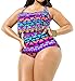 Creabygirls Womens Plus Size Print High Waist Two Piece Tassel Swimsuits(Large)