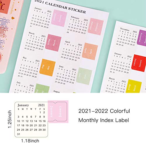 2021 Calendar Index Stickers, 18-Month from Jan 2021 to Jun 2022, 8Pcs ...
