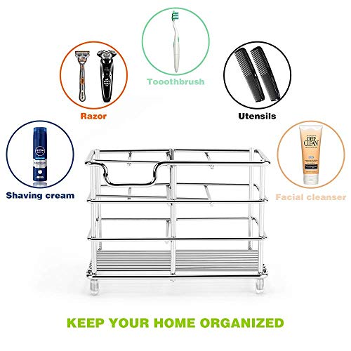 Beaverve Toothbrush Holder, Large Stainless Steel Tooth Brush Holder, Kids Toothbrush Holder Toothpaste Holder Stand, 6 Slots Tooth Brush Organizer for Bathroom, Shaver Organizer Bathroom Accessories