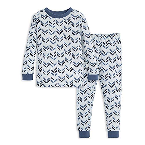 Burt's Bees Baby Unisex Baby Pajamas, Tee and Pant 2-Piece PJ Set, 100% Organic Cotton, Peaks & Valleys, 12 Months