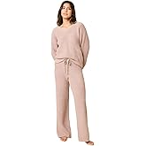 Softies Waffle Marshmallow V-Neck Lounge Set for Women – Ultra Soft 2-Piece Loungewear with Long Sleeve Top & Pants