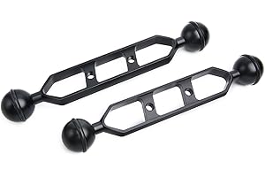 LetonPower Black 7" Underwater Aluminum Alloy Extension Arm (2-Pack) - Dual Ball System with 1" Head Connector, Waterproof & Rustproof for Diving Camera Tray/Strobe/Video Light, Scuba Photography Gear