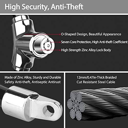 NDakter Bike Lock with 4ft Security Cable, 12mm Anti Theft Kids Bike Lock, Lightweight