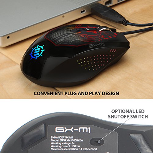 image for ENHANCE (Manufacturer REFURBISHED) GX-M1 LED Gaming Mouse with 3500 DP
