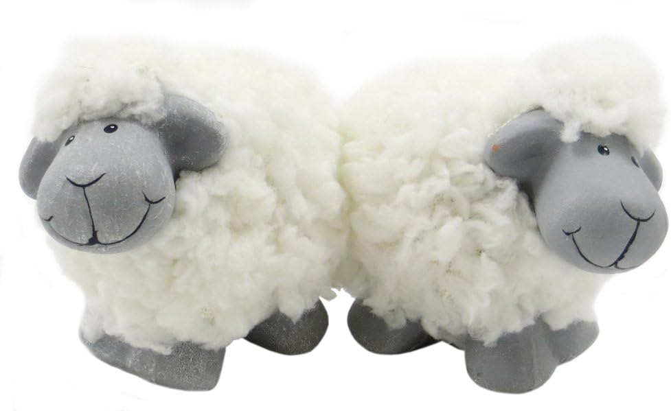 Easter Decoration Easter Lamb Standing Sheep Ceramic Set of 2 Grey White Home Decoration