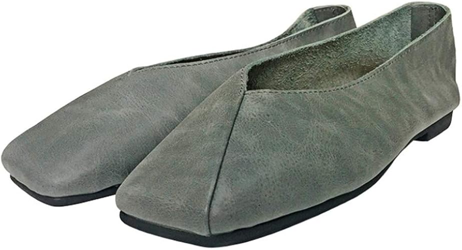 Amazon Adsns スクエアトゥ バブーシュ Vカット フラットパンプス パンプス 痛くない フラットシューズ ローヒール バレエシューズ レディース靴 婦人靴 幅広 3e 大きいサイズ 小さいサイズ 黒 ローファー 歩きやすい 通勤 散歩 Adsns ローファー スリッポン