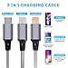 Multi Retractable 2.4A Fast Charger Cord, Yonyim Multiple Charging Cable 4Ft 3-in-1 USB Charge Cord with Phone/Type C/Micro USB for Phone/Huawei/Samsung Galaxy/Pixel/Sony/LG/HTC (2 Pack)