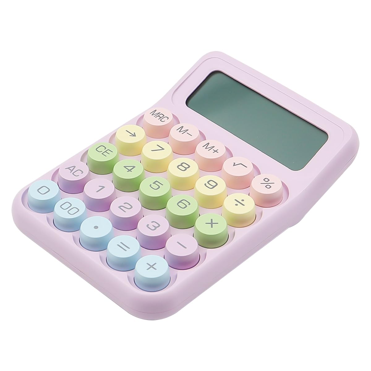 Sarini Colorful Electronic Calculator, Candy-Colored Big Round Button, 12 Digit Large LCD Display for School, Home, Business (Purple)