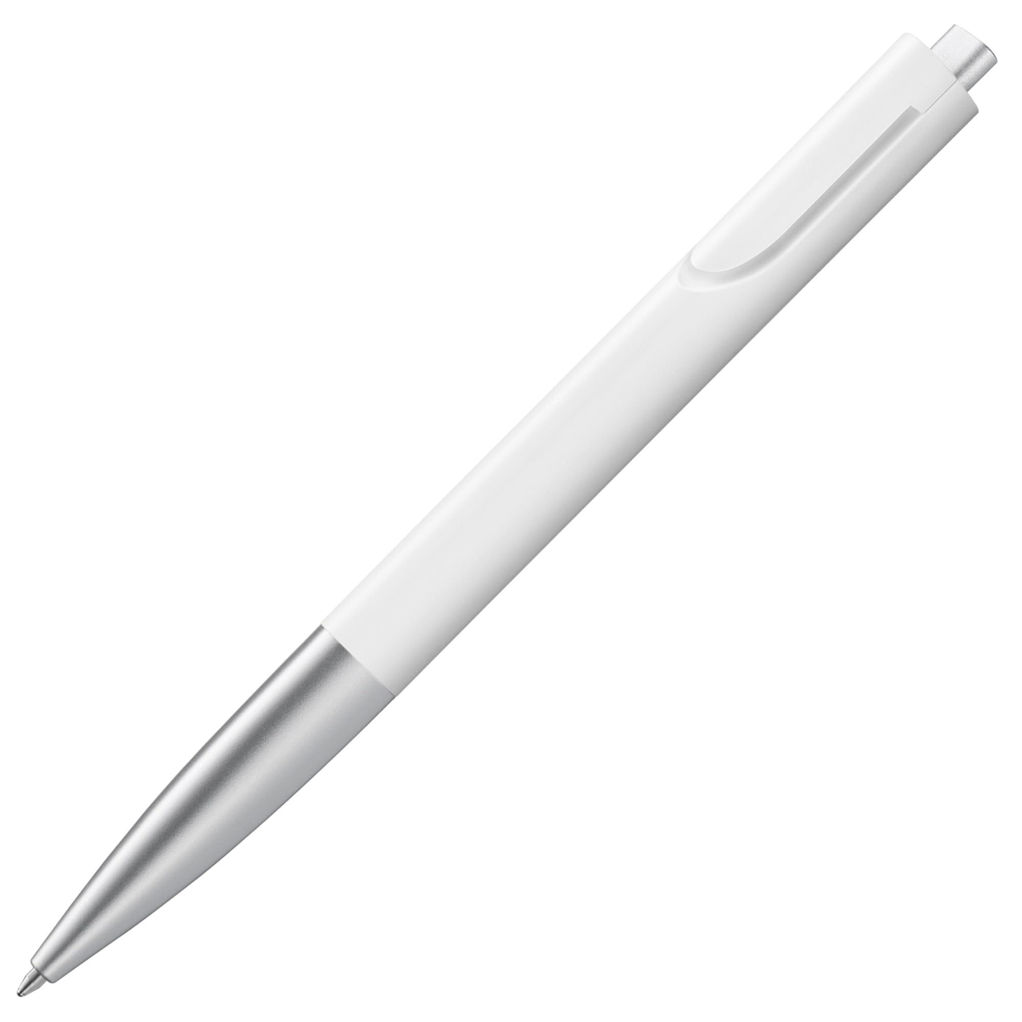 LAMY NOTO 283 Simple Ballpoint Pen Plastic White/Silver with Triangular Body and Push Mechanism Including Large Refill Lamy M 16 Line Width M in Black