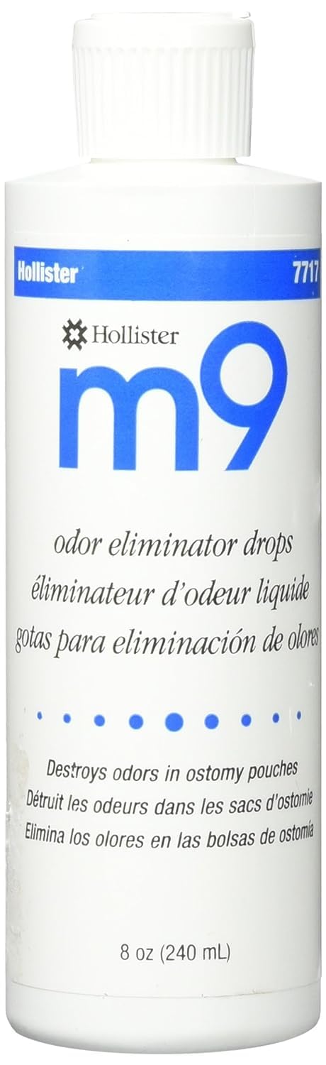 Hollister 7717-EA m9 Odor Eliminator Drops, Unscented, 8 oz Bottle, 1 Pack – Ostomy Drops, Ostomy Supplies, Odor Neutralizer, Odor Drops for Ostomy Pouch