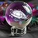 Omitfu 3 Inch/80MM Galaxy Ball Crystal Display Globe Full Sphere Glass Paperweight Fengshui with Clear Stand (Gifted Box Package)