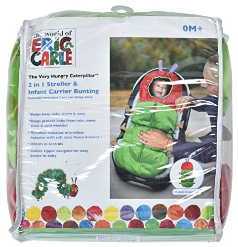 Eric Carle Infant Car Seat Cover, Car Seat Bunting Car Seat Footmuff, Infant Carrier Sleep Sack, Toddler Bundle Me, Baby Bunting Bag, Baby Stroller Sleeping Bag, Polyester, The Very Hungry Caterpillar