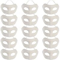 Toddmomy 15pcs Unpainted White Masks Paper Mache Masks Half Face Cover DIY Woman Cosplay Costume for Halloween Party Birthday