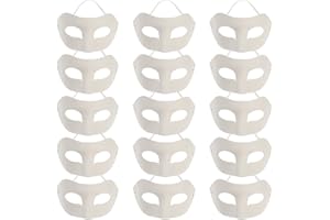 Toddmomy 15pcs Unpainted White Masks Paper Mache Masks Half Face Cover DIY Woman Cosplay Costume for Halloween Party Birthday