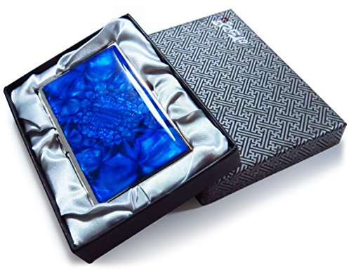 Business-Card-Case-Holder-ID-Metal-Mother-of-Pearl-Minimalist-Travel-Wallet-RFID-Skimming-Protection-Kaleidoscope-Blue-Marble-Design