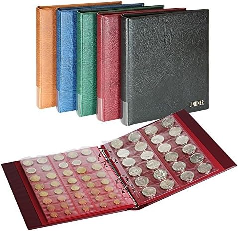 Coin album RONDO incl. 5 coin pages Multi Collect [Lindner 1400M], foamed plastic foil padded with 4-ring mechanism - Color: winered