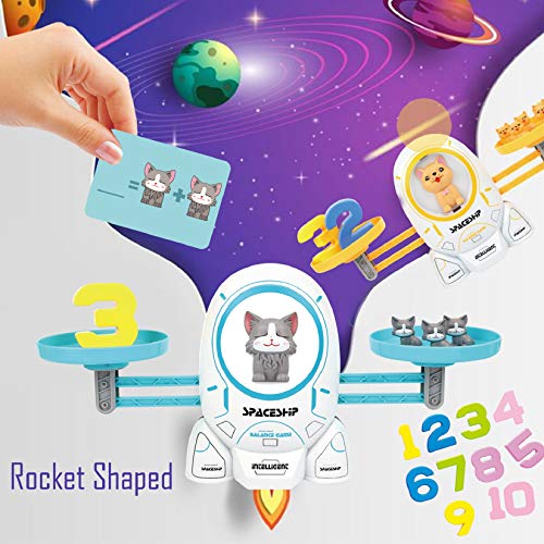 SHANDERBAR Math Educational Toys for 3 4 5 6 Year Old, Preschool Activities Teaching Learning Toys for Kindergarten Toddler 3 4 5 6 Year Olds Boys & Girls (Cat Balance Game)